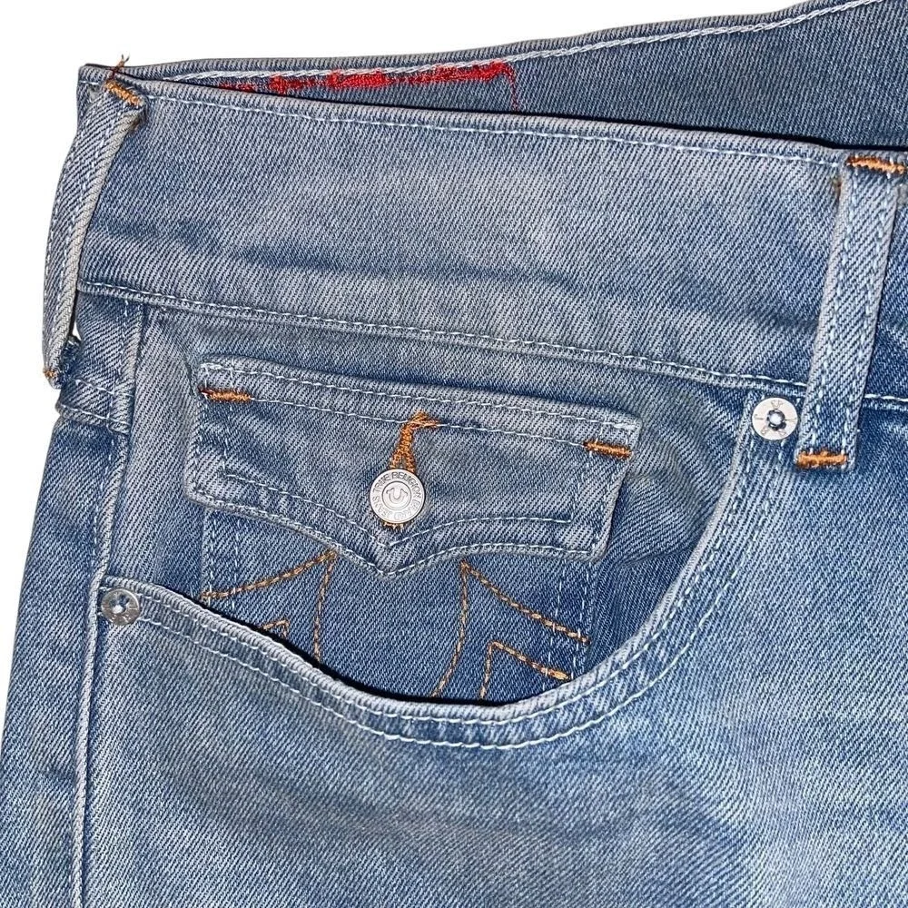 True Religion Geno Relaxed Slim Jeans Light Brisk 36x32 Horseshoe Flap Pocket